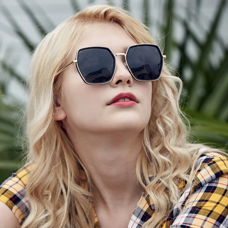 VEGOOS TR/Memory Plastic Metal Irregular Shape Sunglasses Women's-10