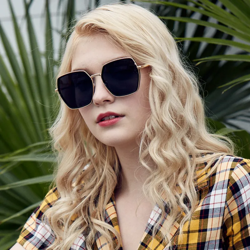 VEGOOS TR/Memory Plastic Metal Irregular Shape Sunglasses Women's-9