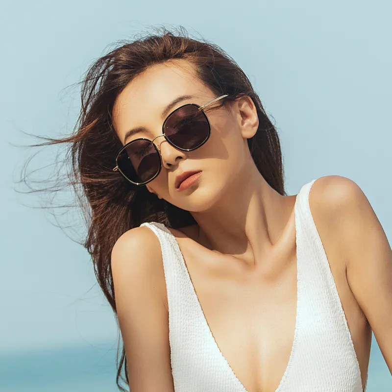 VEGOOS TR/Memory Plastic Metal Oval Sunglasses Women's-3