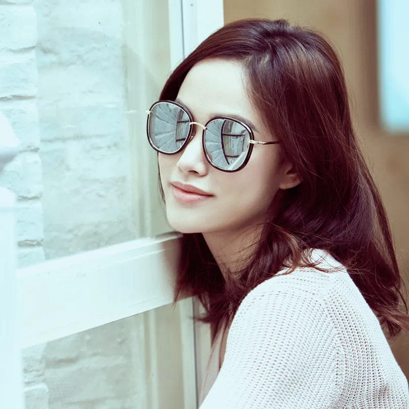 VEGOOS TR/Memory Plastic Metal Oval Sunglasses Women's-8