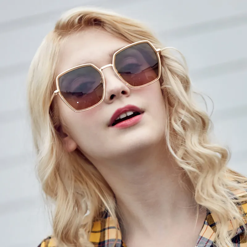 VEGOOS TR/Memory Plastic Metal Irregular Shape Sunglasses Women's-5