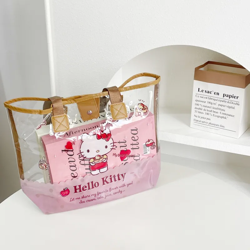 Sanrio Hello Kitty PVC Tote Bag, Shopping Bag, Shoulder Bag Regular Women's Brown-3