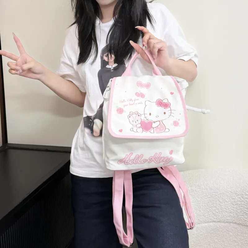Sanrio Polyester Backpack Handheld Backpack Women's White-2