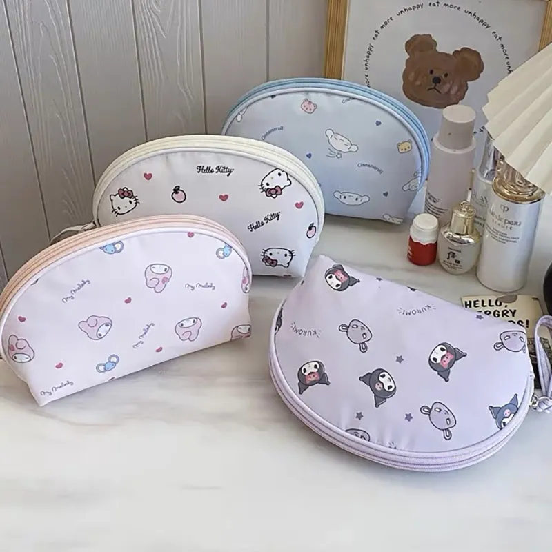 Sanrio Hello Kitty Polyester Makeup Bag, Clutch Women's White-1