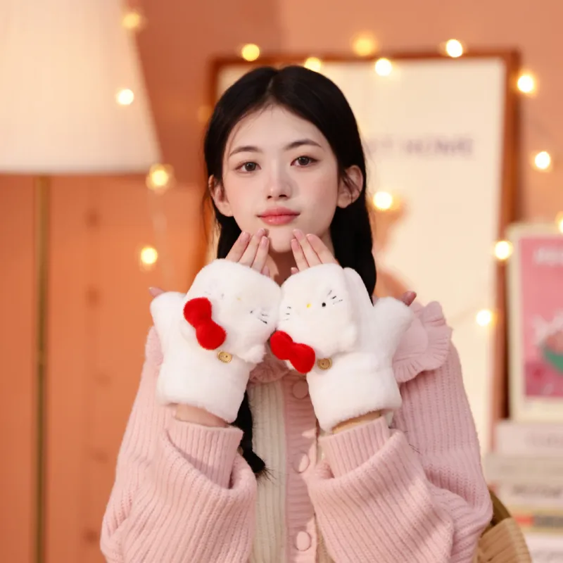 Sanrio Hello Kitty Polyester Knit Gloves Women's-1