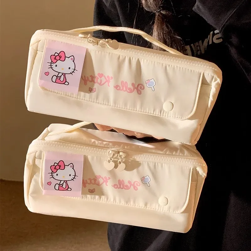 Sanrio Hello Kitty Polyester Handbag Makeup Bag Women's Beige-4