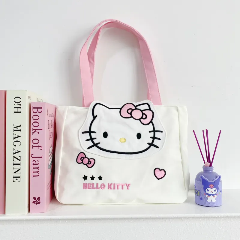 Sanrio Hello Kitty, Collaboration Polyester Shoulder Bag Unisex White-4