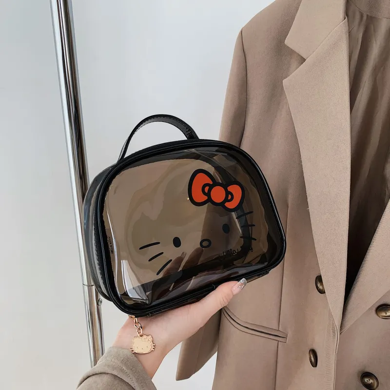 Sanrio Hello Kitty PVC Makeup Bag Women's Black-6