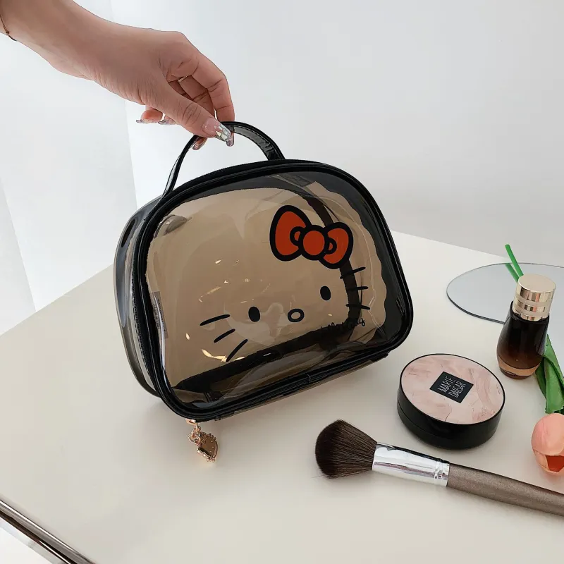 Sanrio Hello Kitty PVC Makeup Bag Women's Black-7