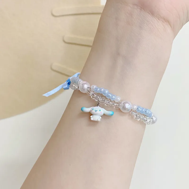 Sanrio Yugui Dog Acrylic Bracelets Women's Blue, Shopping Bag-4