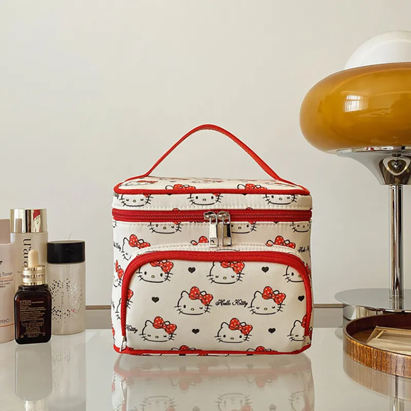 Sanrio Hello Kitty Canvas Makeup Bag Women's Red-3