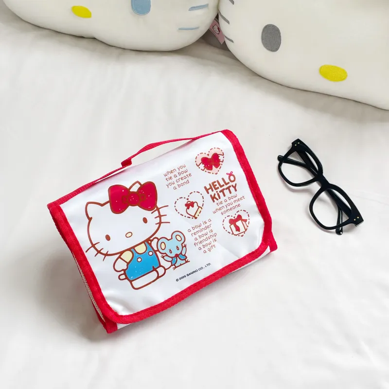 Sanrio Hello Kitty, Collaboration Polyester Makeup Bag Women's Red White-6