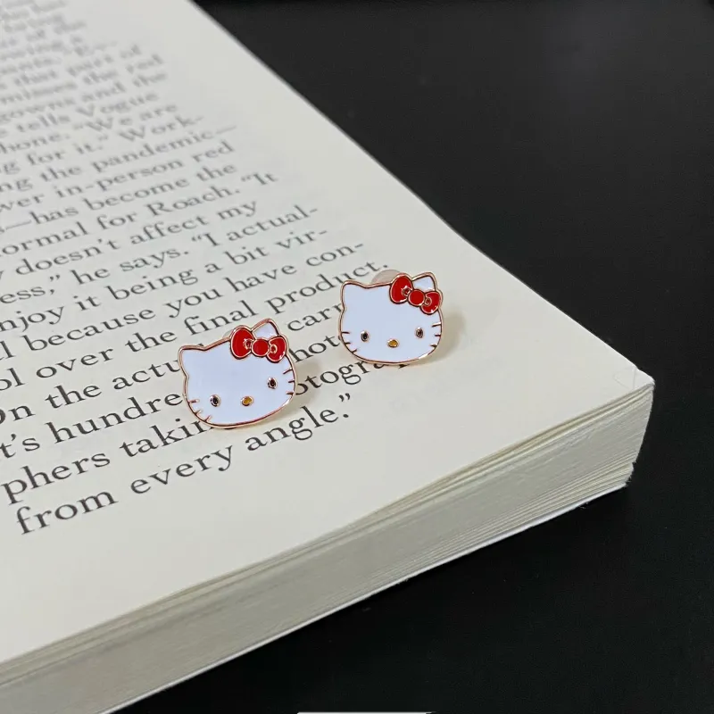 Sanrio x Hello Kitty Alloy Stud Earrings Women's-4