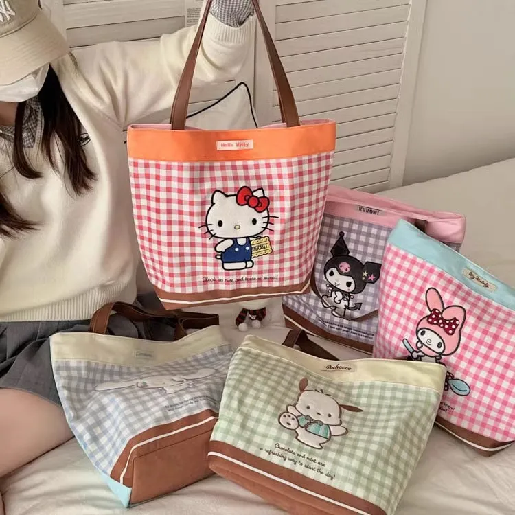 Sanrio Hello Kitty Polyester Tote Bag, Shoulder Bag Women's Orange-3