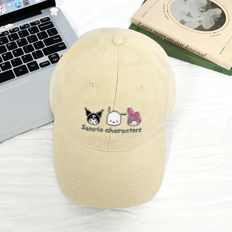 Hello Kitty x Sanrio Cotton Baseball Caps Women's Milk White-4