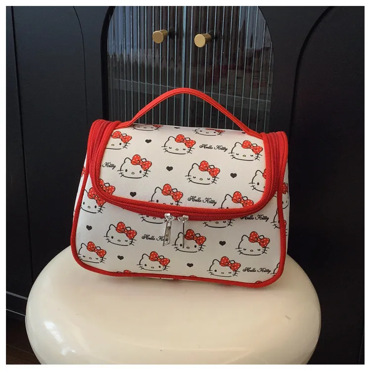 Sanrio Hello Kitty Canvas Makeup Bag Women's Red-3