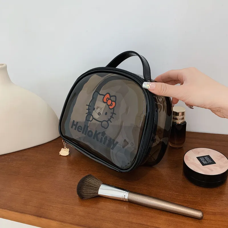 Sanrio Hello Kitty PVC Makeup Bag Women's Black-5