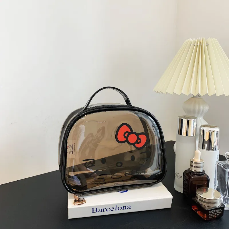 Sanrio Hello Kitty PVC Makeup Bag Women's Black-5