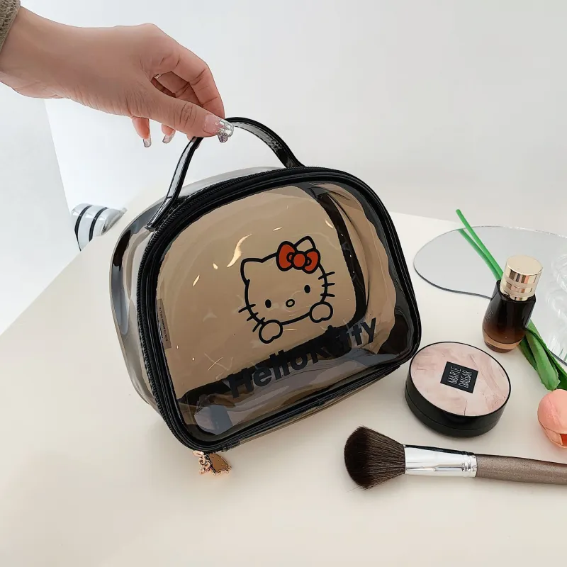 Sanrio Hello Kitty PVC Makeup Bag Women's Black-3