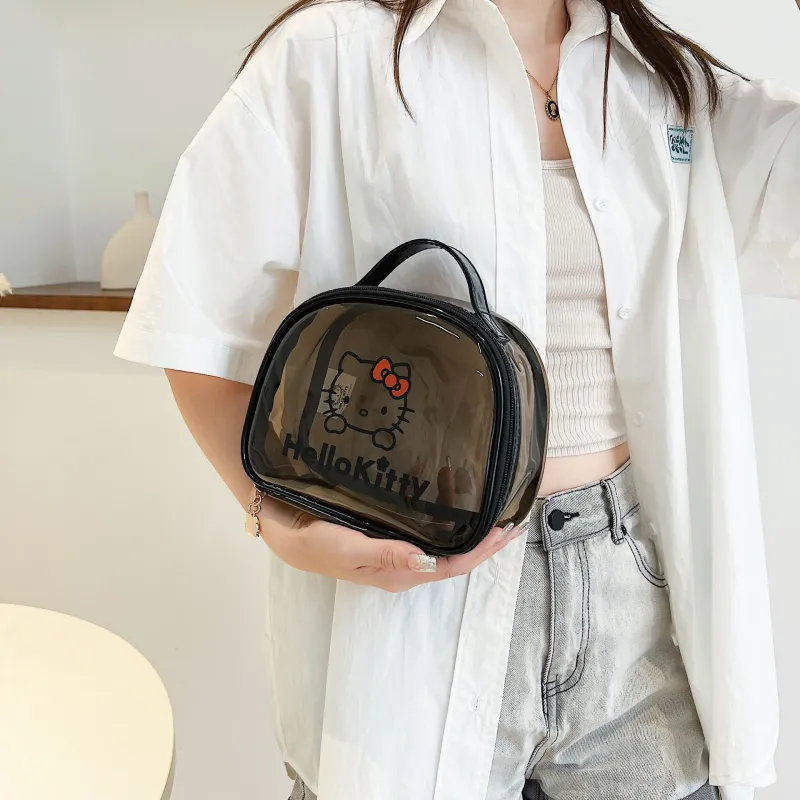 Sanrio Hello Kitty PVC Makeup Bag Women's Black-2
