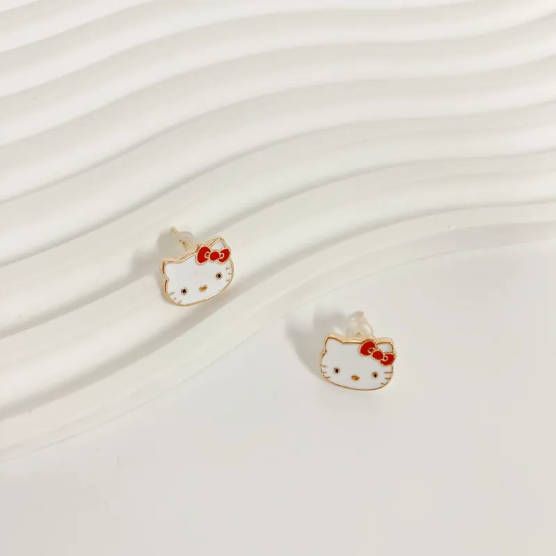 Sanrio x Hello Kitty Alloy Stud Earrings Women's-3