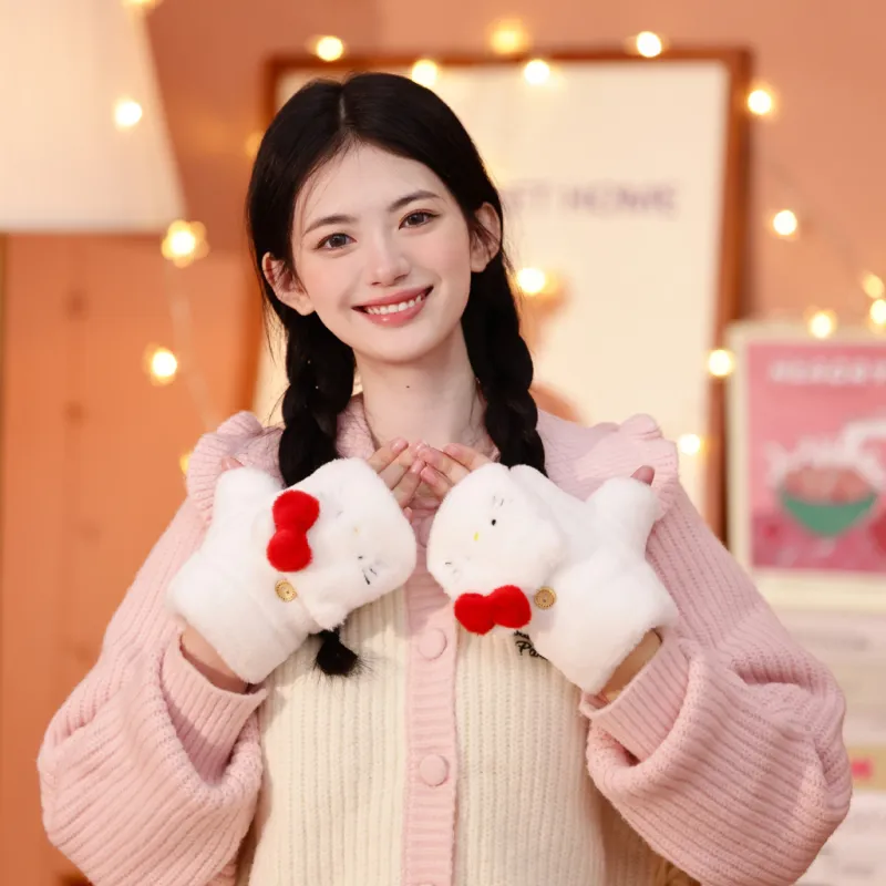 Sanrio Hello Kitty Polyester Knit Gloves Women's-3