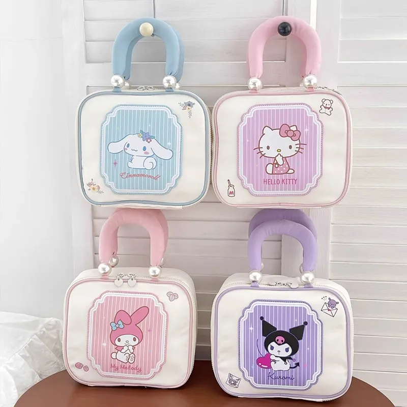 Sanrio Hello Kitty Polyester Makeup Bag Women's Pink White-3