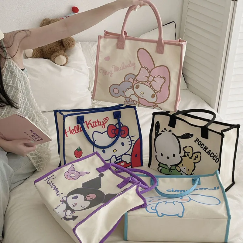 Sanrio Polyester Handbag Regular Unisex White Purple-4