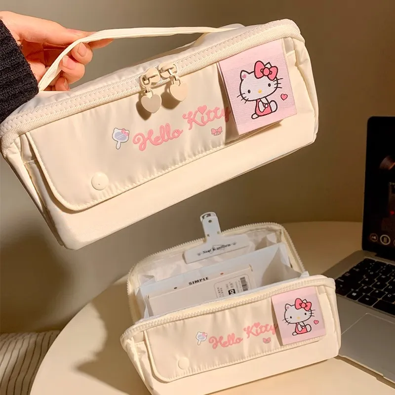 Sanrio Hello Kitty Polyester Handbag Makeup Bag Women's Beige-5