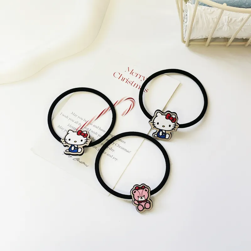 Sanrio Hello Kitty Acrylic+Fabric Hair Ties Women's-2