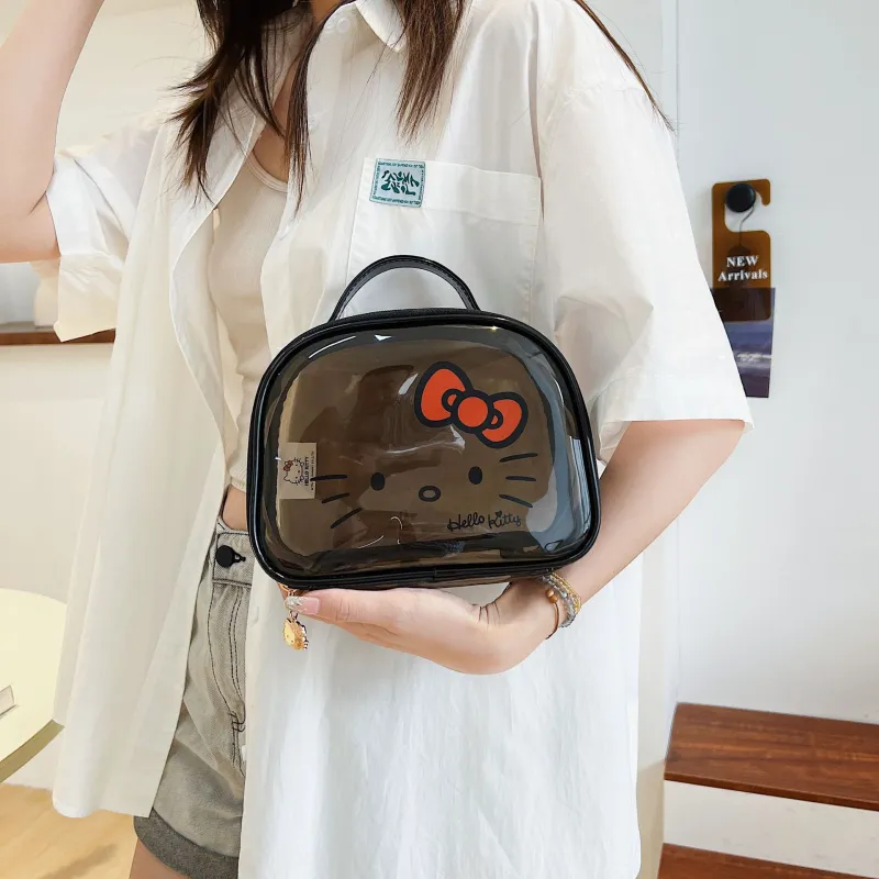 Sanrio Hello Kitty PVC Makeup Bag Women's Black-2