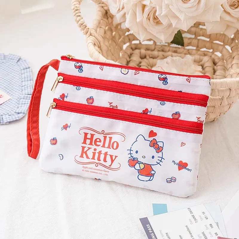 Sanrio Hello Kitty Polyester Makeup Bag Women's White Red-1