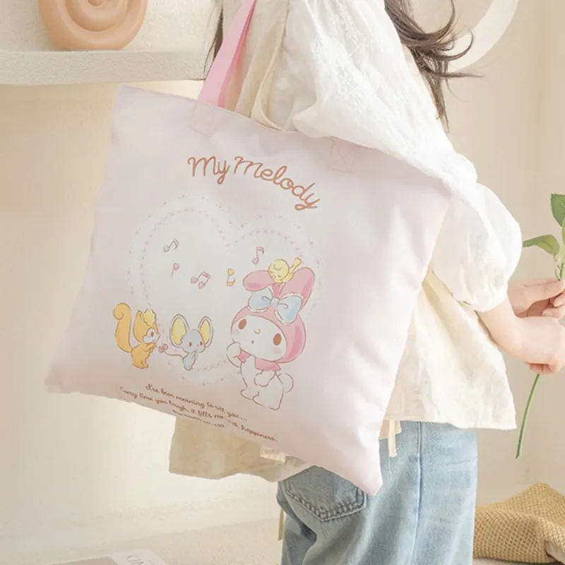 Sanrio Canvas Tote Bag, Shopping Bag, Shoulder Bag Regular Unisex White Pink-1