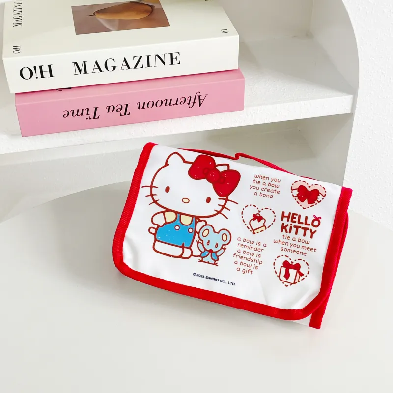 Sanrio Hello Kitty, Collaboration Polyester Makeup Bag Women's Red White-5