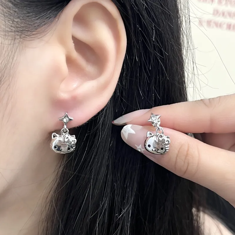 Sanrio Hello Kitty Alloy Stud Earrings Women's-4