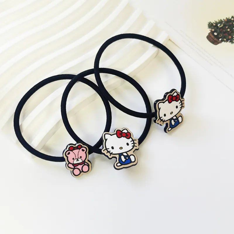 Sanrio Hello Kitty Acrylic+Fabric Hair Ties Women's-1