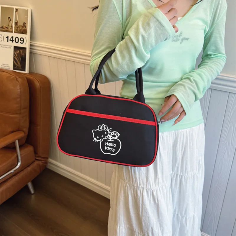 Sanrio Hello Kitty Fabric Handbag Women's Black-3