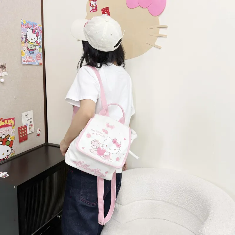Sanrio Polyester Backpack Handheld Backpack Women's White-3