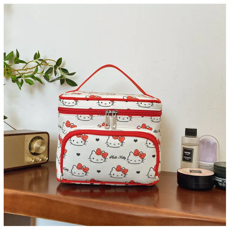 Sanrio Hello Kitty Canvas Makeup Bag Women's Red-2