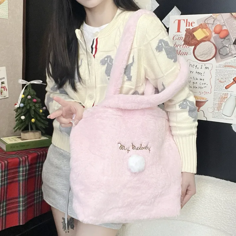Sanrio Polyester Handbag Shoulder Bag Large Size Women's Pink-4