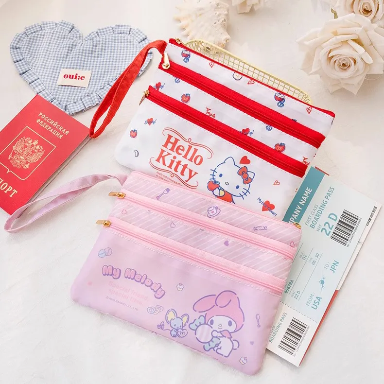Sanrio Hello Kitty Polyester Makeup Bag Women's White Red-5