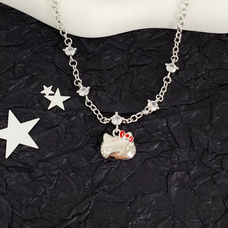 Sanrio Hello Kitty Zircon Necklaces Women's-3