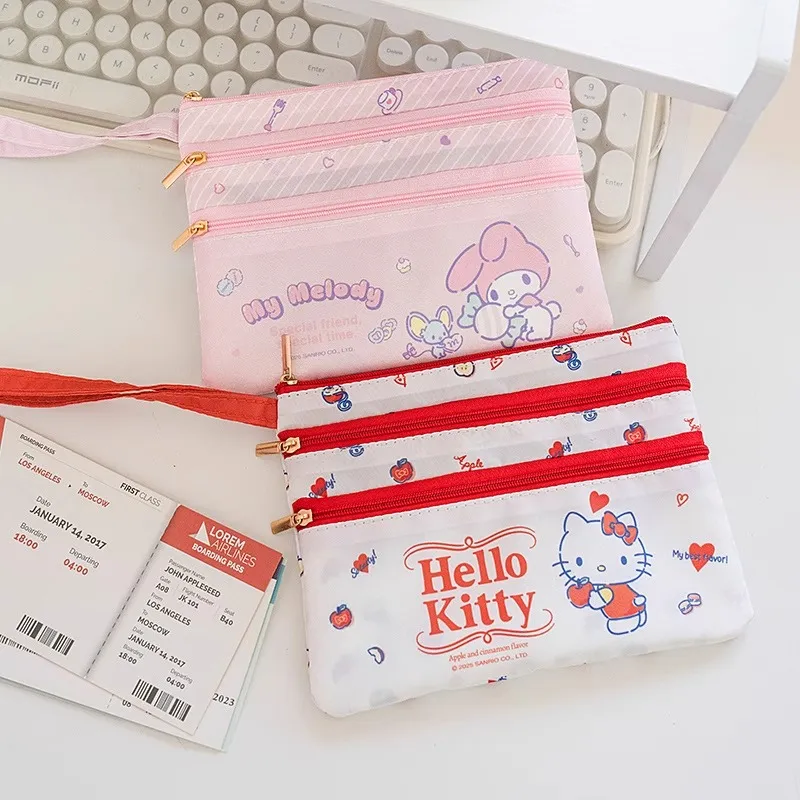 Sanrio Hello Kitty Polyester Makeup Bag Women's White Red-3