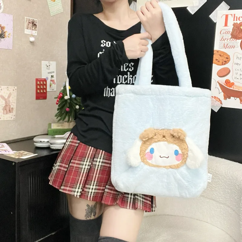 Sanrio Yugui Dog Polyester Tote Bag, Shopping Bag, Handbag, Shoulder Bag Regular Women's Blue-4