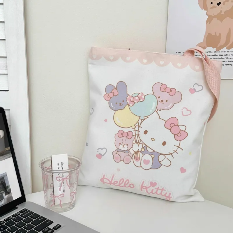 Sanrio Hello Kitty Polyester Shoulder Bag Women's White & Pink-2