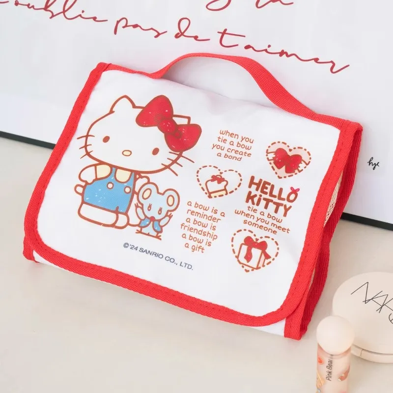 Sanrio Hello Kitty, Collaboration Polyester Makeup Bag Women's Red White-2