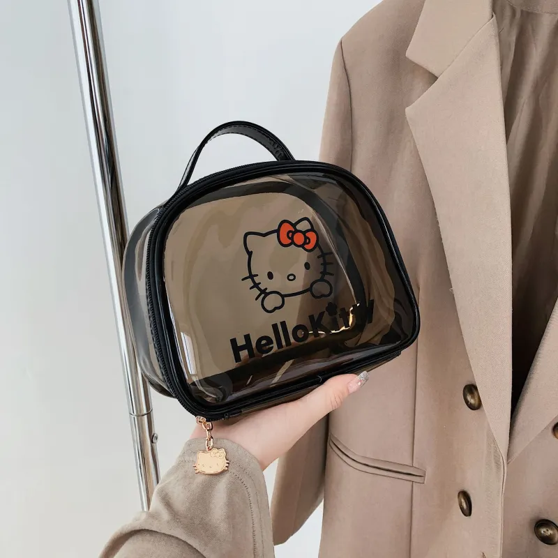 Sanrio Hello Kitty PVC Makeup Bag Women's Black-1