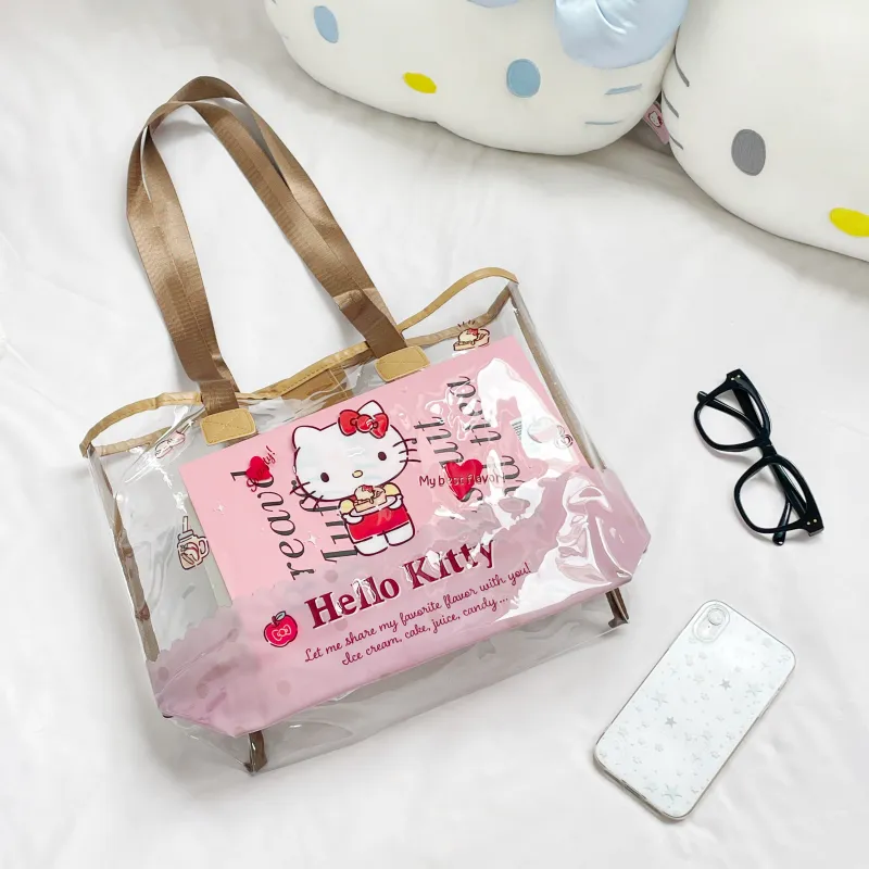 Sanrio Hello Kitty PVC Tote Bag, Shopping Bag, Shoulder Bag Regular Women's Brown-6