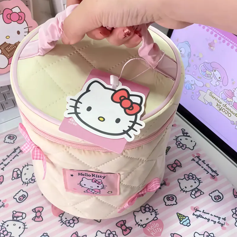 Sanrio Hello Kitty Polyester Bucket Bag Makeup Bag Women's Ecru-3