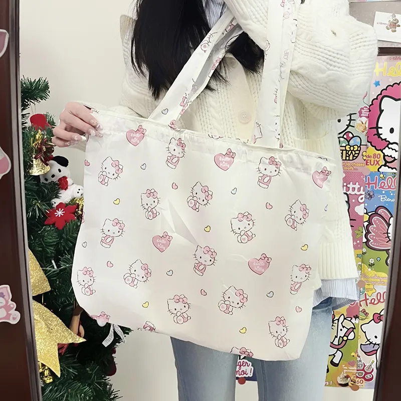 Sanrio Hello Kitty Polyester Tote Bag, Shoulder Bag Women's Ecru-2